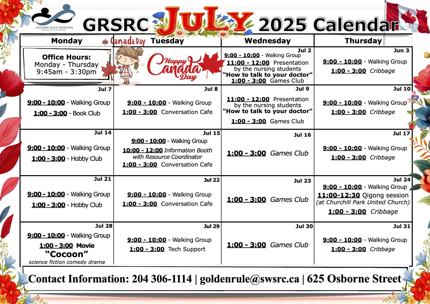 GSRC July 2025 Calendar